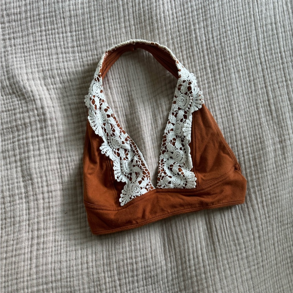UO Rust Bralette with Lace Trim